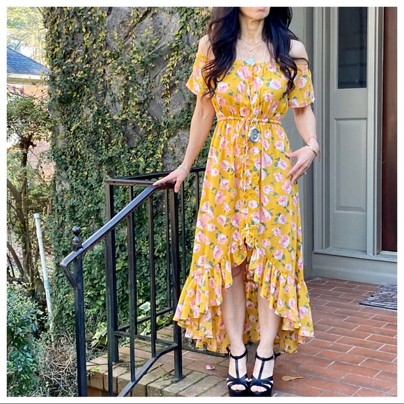 ✨LAST ONE✨off the shoulder high low boho dress - Picture 5 of 8